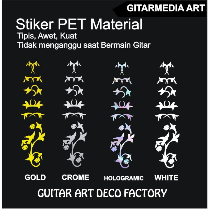 inlay fret stiker inlay fretboard gitar akustik elegan aestetik keren