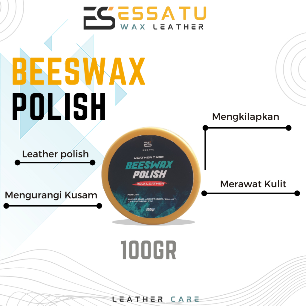 Essatu Beeswax Polish Pelembut Bahan Kulit dan Sintetis Tas Jaket kulit Dompet dan Sepatu Leather Balsam dan prosoft 100 GR