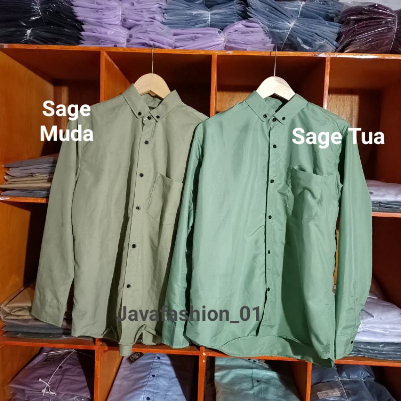 KEMEJA HIJAU SAGE/KEMEJA SAGE GREEN LENGAN PANJANG