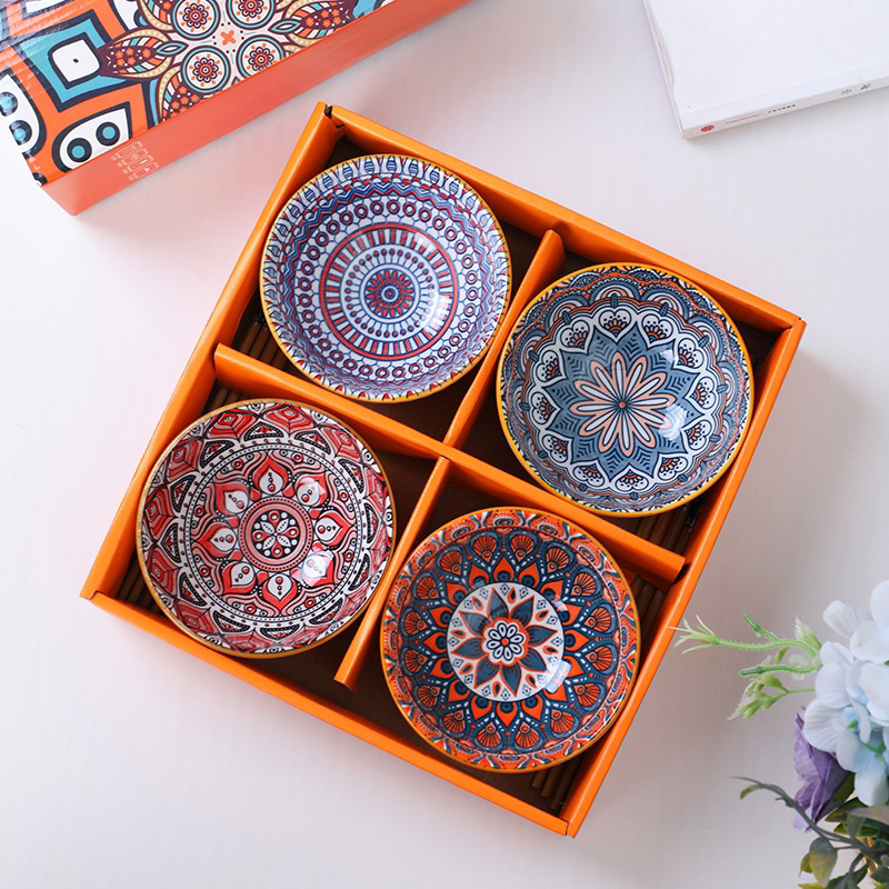 IMPORT Porcelain Bowl Bohemian Souvenir Gift Set Mangkok Piring Saji Keramik Hias kado hadiah hampers Pernikahan Idul fitri lebaran