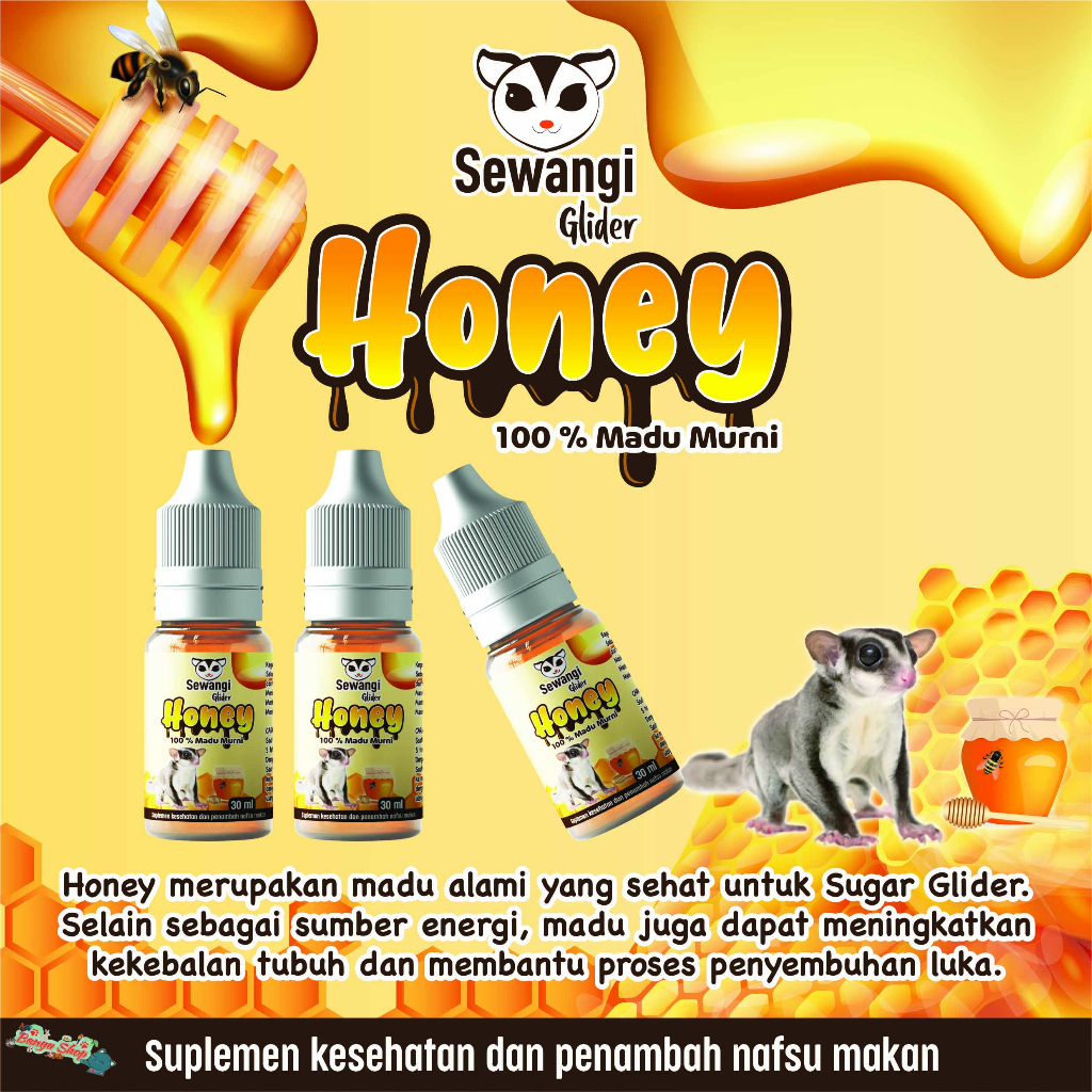 100% ALSI-Madu Alami Honey Suplemen Penambah Nafsu Makan Sugar Glider Vitamin Probiotik Madu Murni