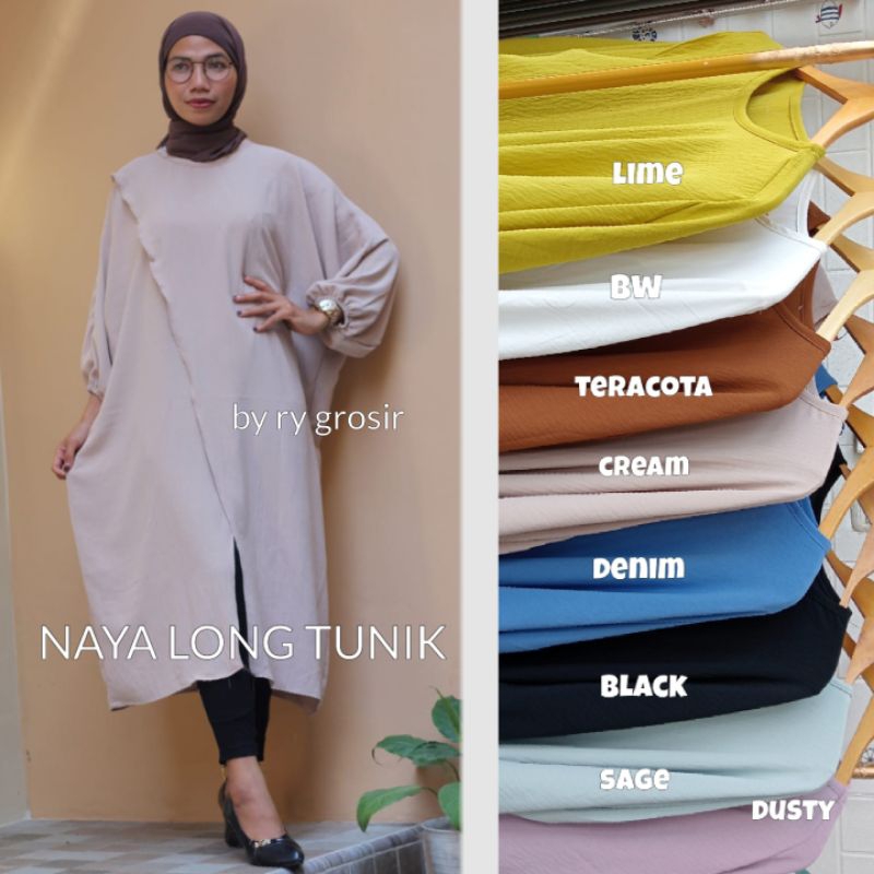 Tunik Naya Long Crincle premium