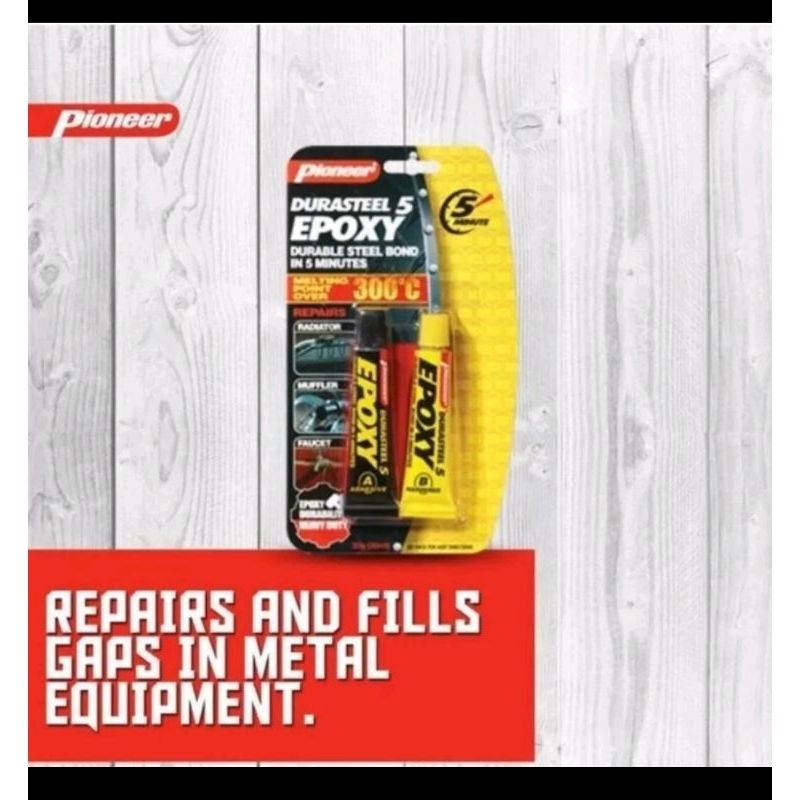

Lem durasteel pioneer epoxy 35gr 15gr lem knalpot lem radiator lem porting panas sampai 300° celcius durastel epoputty