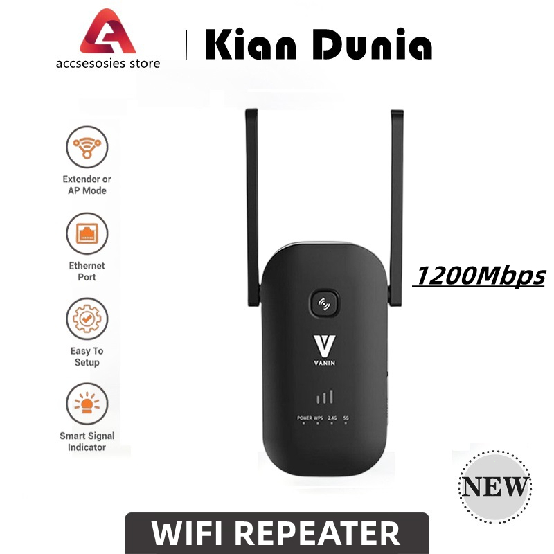 5G Wi-Fi Extender Reapeter Amplifier WiFi Range Extender Signal Amplifier Wireless Wifi Amplifier Penguat Sinyal Wifi with 2 Antenna