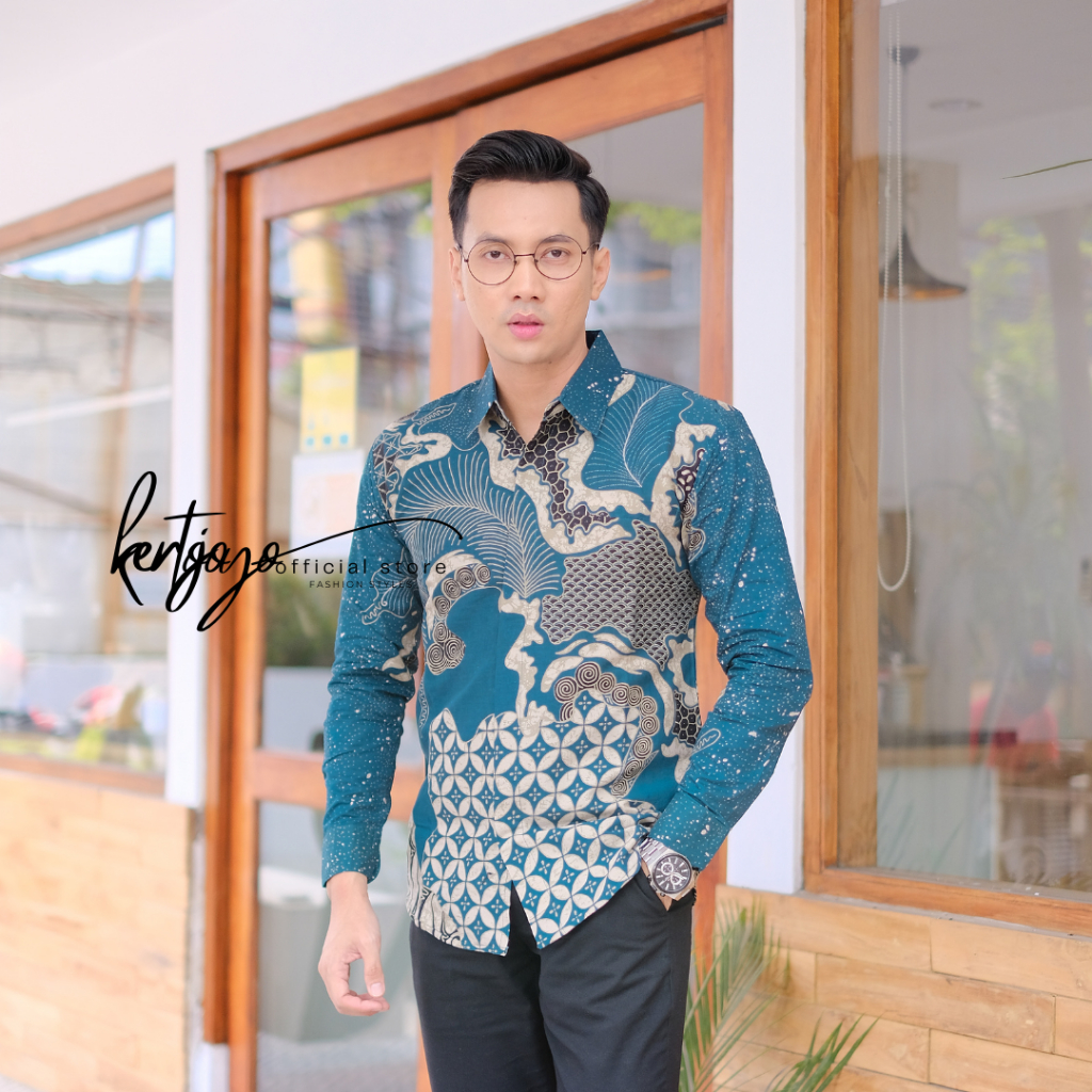 Batik pria modern slimfit Baju Batik Pria Lengan Panjang slimfit baju batik pria Slimfit premium baju seragam BATIK KERTOJOYO KJ040 kemeja batik pria lengan panjang full furing baju batik alisan pria Kemeja batik slimfit batik premium laskala PRABUSENO