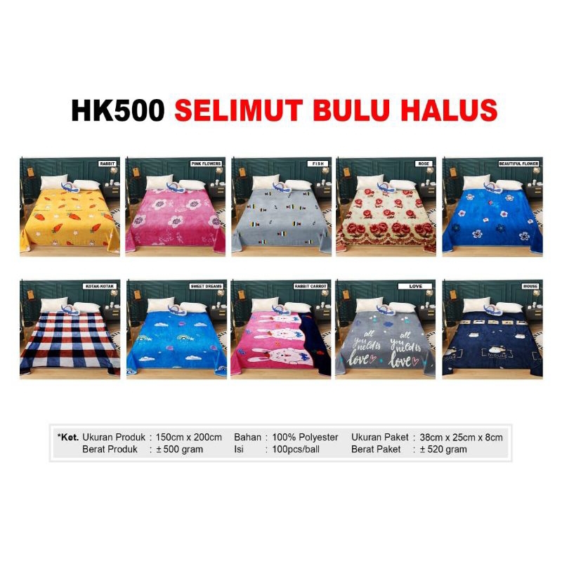 Selimut Karakter Dewasa 500g ukuran 150×200cm