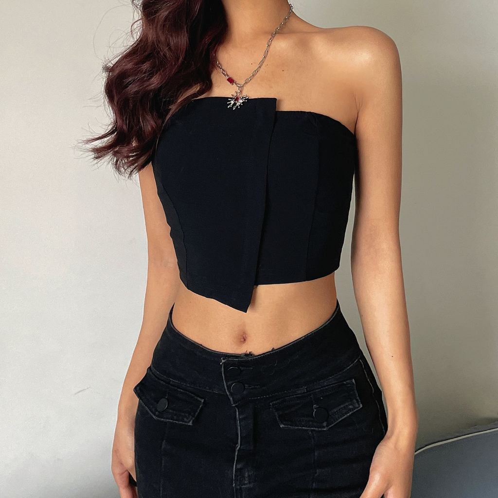 【AMY J】 Sleeveless Off Shoulder Corset Crop Tops 7590