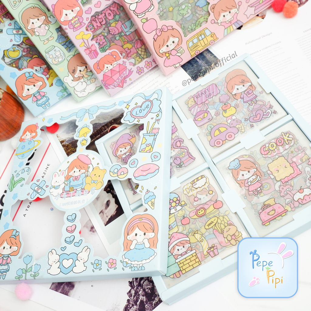 Sticker Senmu Isi 100 Dus Paket Sticker  lembar stiker jurnaling journal set buku alat tulis sekolah pastel lucu box