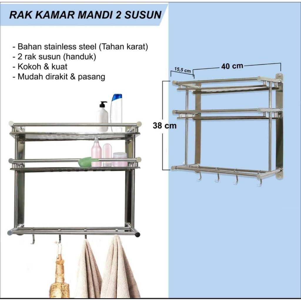 [COD] RAK HANDUK KAMAR MANDI DINDING 2 TINGKAT TD