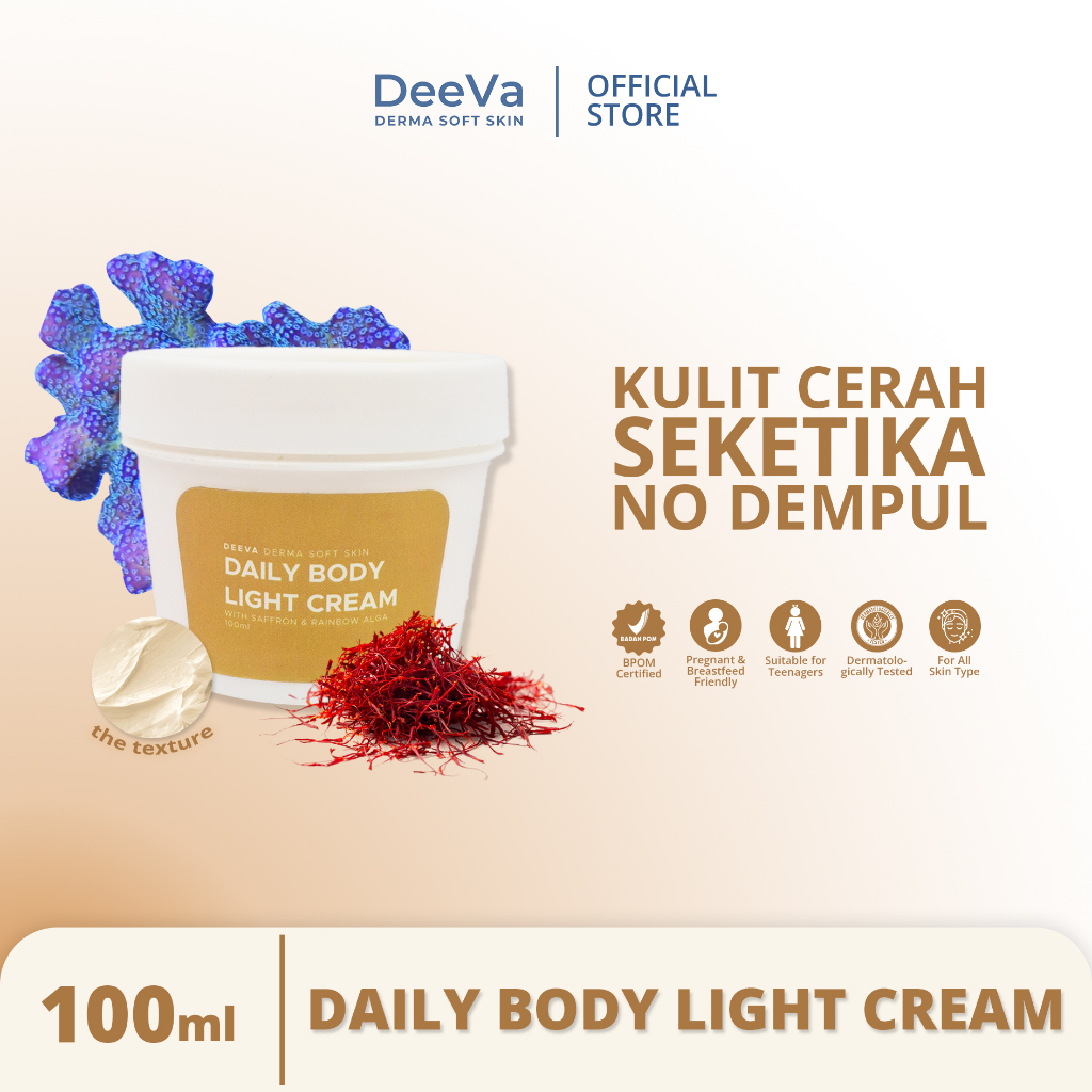 DeeVa Derma Soft Skin - Daily Light Body Cream (krim tubuh mencerahkan dan memutihkan seketika)