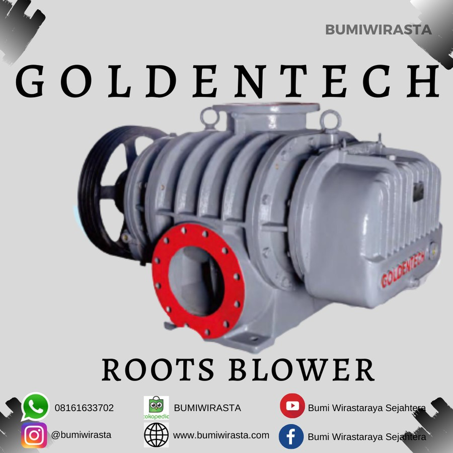 Root Blower Goldentech GT 040 3Hp 2.2Kw Pompa Udara Aerator Kolam Aerasi Tambak Ipal Goldentech Long
