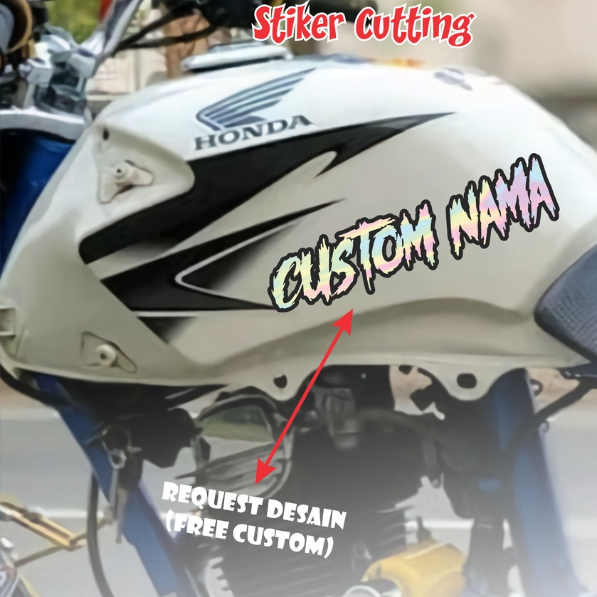 Sticker stiker cutting tangki hologram dan hologram list hitam (wajib chat untuk custom nama) 1set i