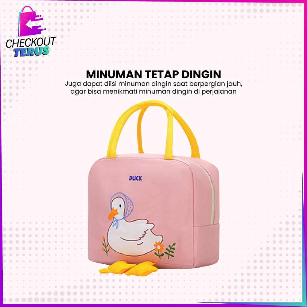 CT T45 Tas Bekal Makanan Karakter Bebek Serbaguna Travel Lunch Bag Dewasa dan Anak Sekolah Cooler Bag Tempat Bekal