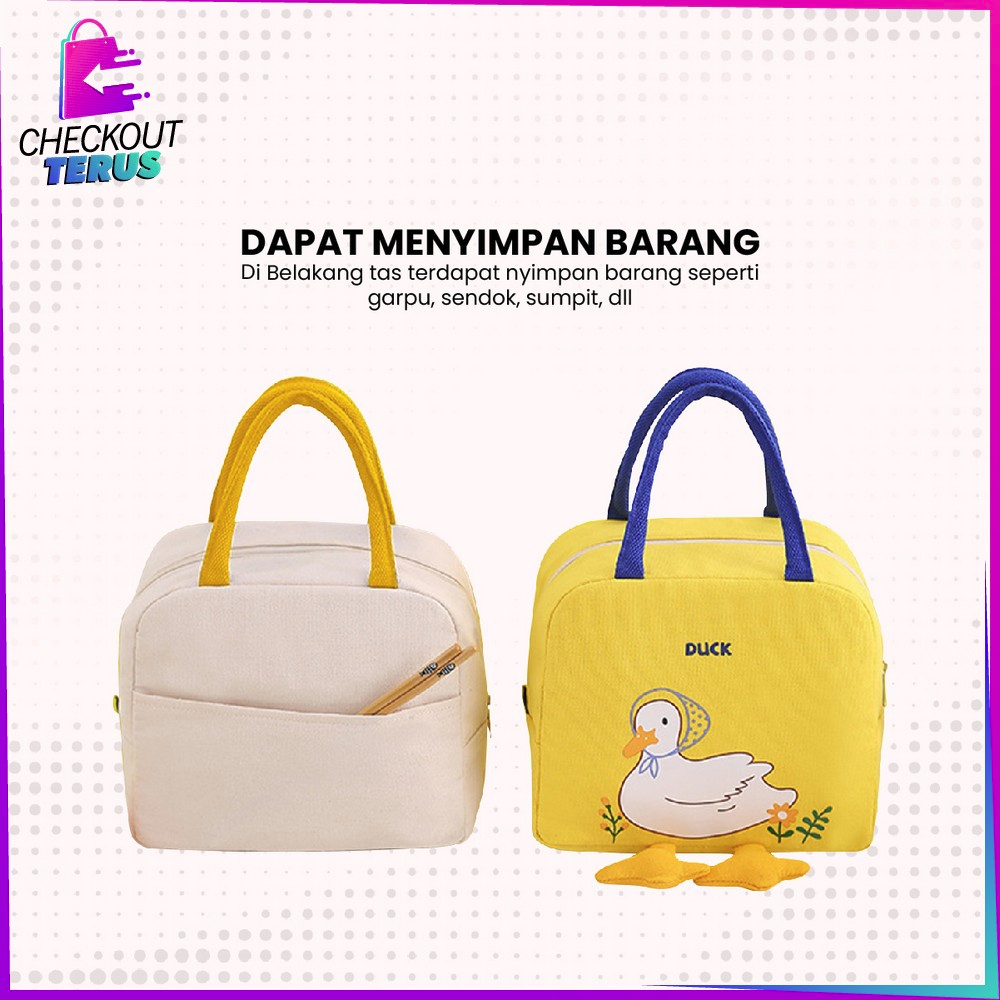 CT T45 Tas Bekal Makanan Karakter Bebek Serbaguna Travel Lunch Bag Dewasa dan Anak Sekolah Cooler Bag Tempat Bekal