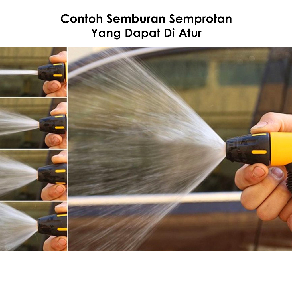 Paket Selang Air Hijau Anti Lumut 2 Meter, 5 Meter, 10 Meter - Selang Air Plus Kepala Selang Semprotan Air Kepala Jumbo - Selang Cuci Motor Siram Tanaman Selang Anyaman Benang Semprotan Besar Kepala Nozzle Plastik