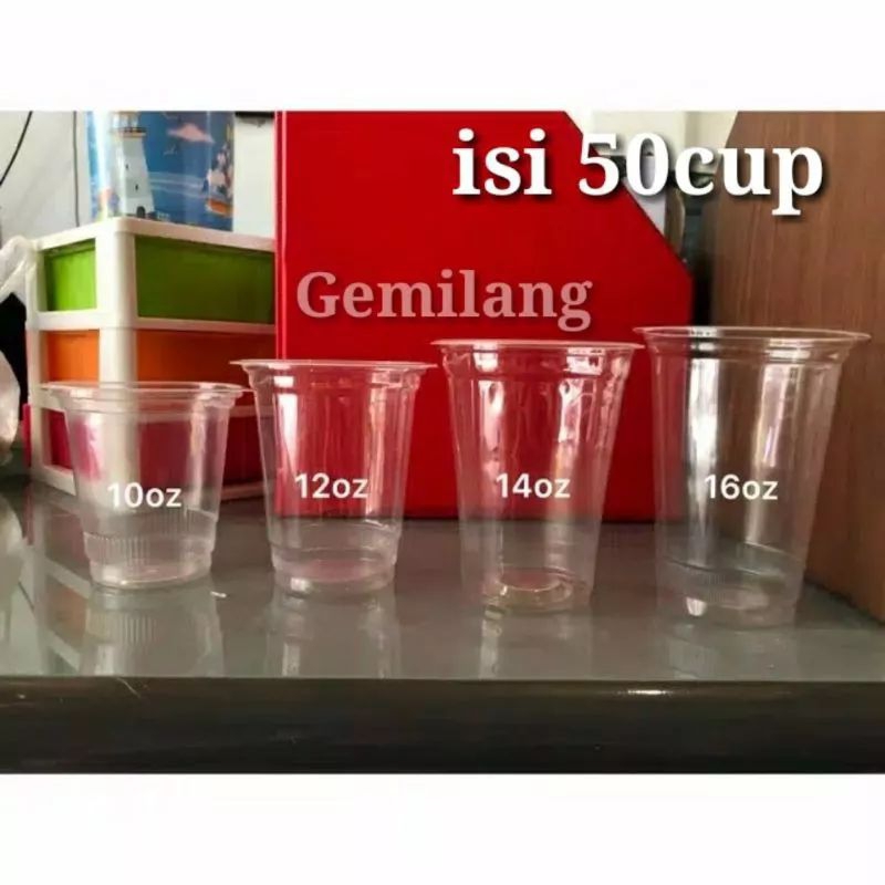 Gelas plastik -gelas juice/pop ice 10oz,12oz,14oz,16oz