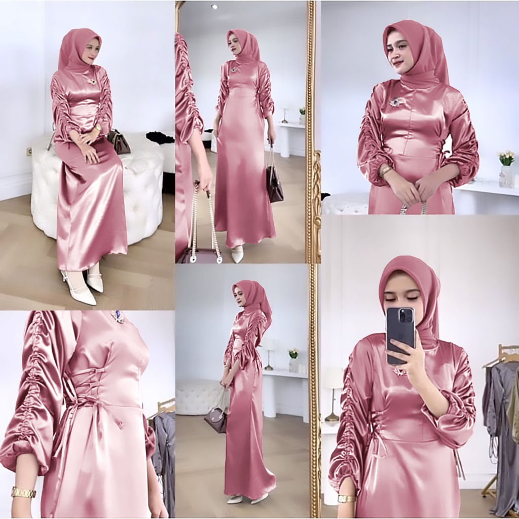 MAXY BELLE AURORA SILK MS FASHION PAKAIAN MUSLIM WANITA DRESS GAMIS MAXI BUSUI