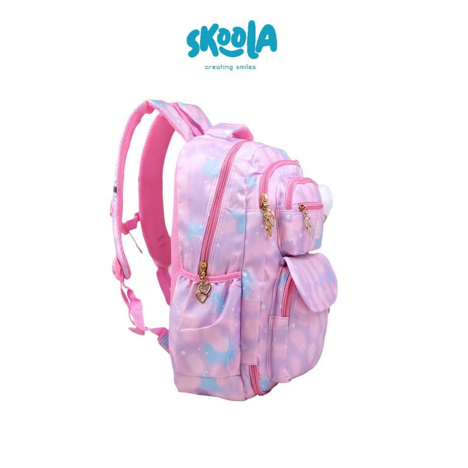 Tas Sekolah Anak Perempuan SD Ransel Polo Eagle 7093 Open Set Free Keychain Pom Pom - Skoola