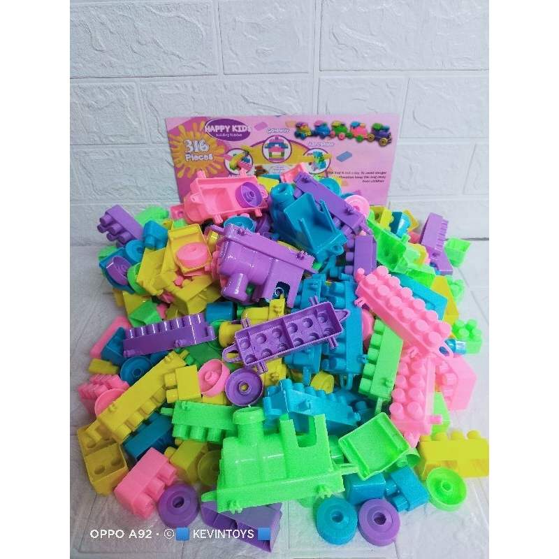 HJ 3838 AK MAINAN BALOK ISI 316PCS / MAINAN BONGKAR PASANG / MAINAN ANAK EDUKASI SUSUN BALOK HAPPY KIDS