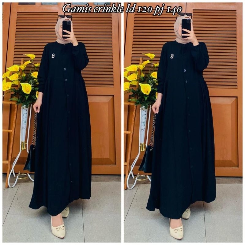 Gamis crinkle busui/ gamis crinkle jumbo/ gamis polos jumbo