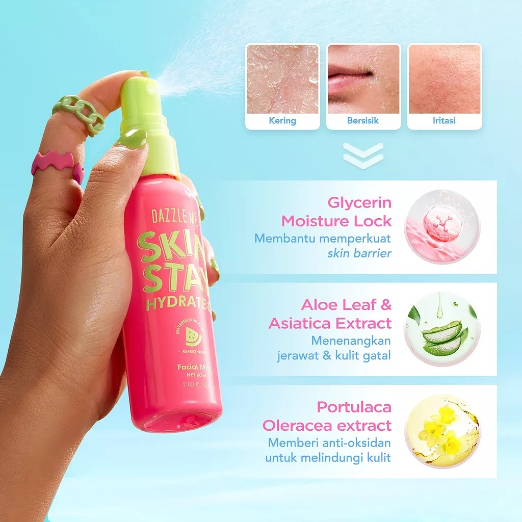 DAZZLE ME SKIN STAY HYDRATED FACIAL MIST - TERDAFTAR BPOM - FACIAL MIST DAZZLE ME MURAH