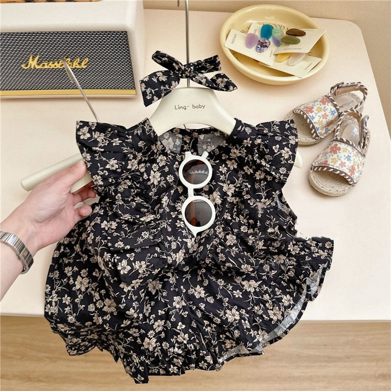 (LOLI-JKT) BS-442 SET ANAK IMPORT BLACK FLOWER SIZE 100-140