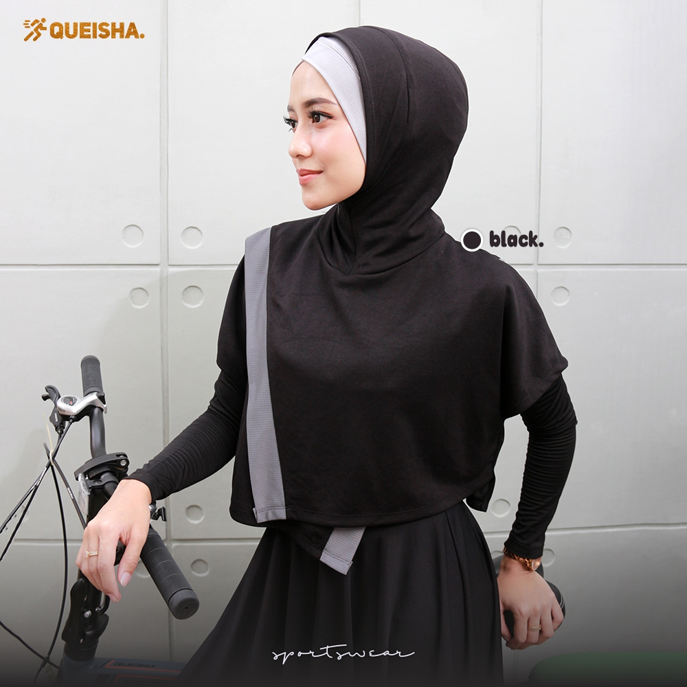 Queisha Sportwear l Olahraga Muslimah l Hoodie Wanita l Sportwear Zaneva l Olahraga Lari Bersepeda Workout Jogging Baju Renang