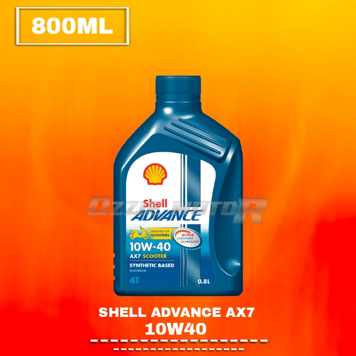 Shell Advance AX7 Scooter 10W-40 10W/40 10W-30 10W/30 JASO-MB 800 ml &amp; 1000 ml 4T Oli mesin matic Varian