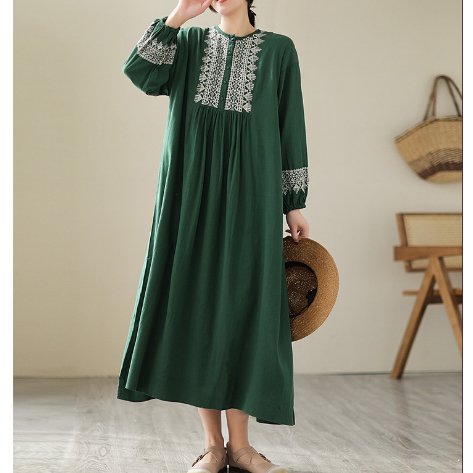 LIZA LONG SLEEVES DRESS - PREMIUM DRESS OVERSIZED MOTIF ETNIK BORDIR ASLI CANTIK GAMIS BIG SIZE/JUMB