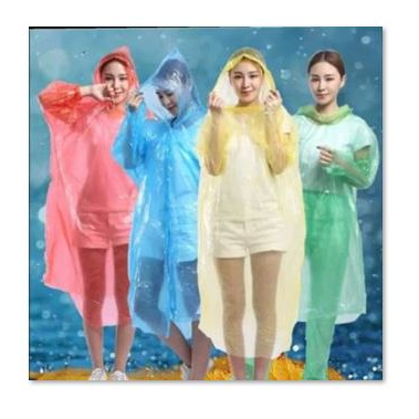 Jas Hujan Poncho Plastik Sekali Pakai Rain Coat Plastic Disposable Emergency baju Lengan Darurat [MF]