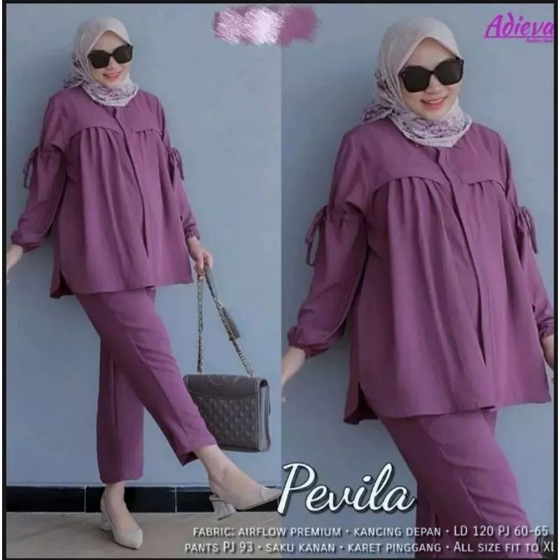 Pevila set (baju + celana) / setelan wanita TERBARU