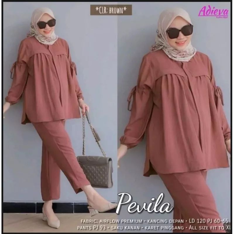 Pevila set (baju + celana) / setelan wanita TERBARU