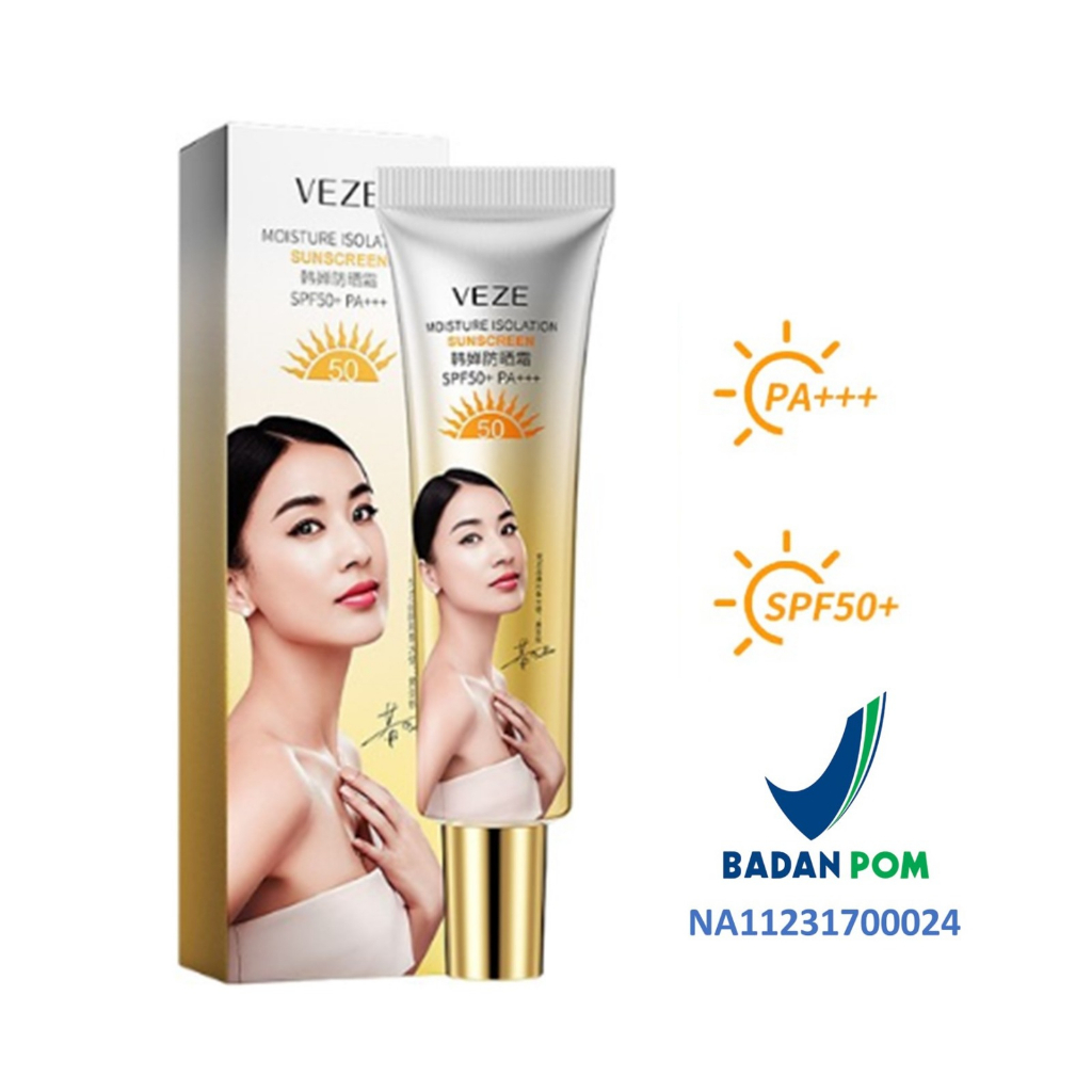 Veze Tabir Surya SPF50+ Krim Pemutih Pelindung Kulit Pelembab Anti Penuaan