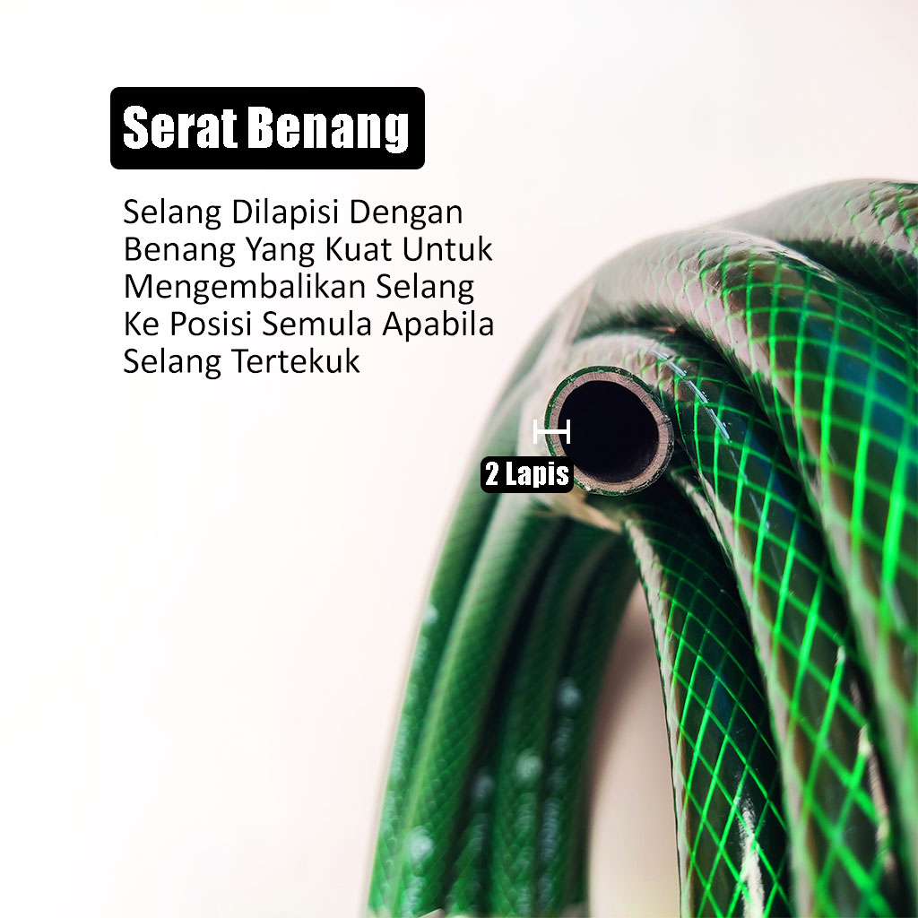 Selang Air Anti Lumut Cuci Mobil / Selang Air Dan Watergun Spray Bonus Klem / Semprotan Air / Selang Taman Garden Hose Ukuran 1/2, 5/8, 3/4 Inchi / Selang Cuci Motor Panjang 2, 5, 10 Meter