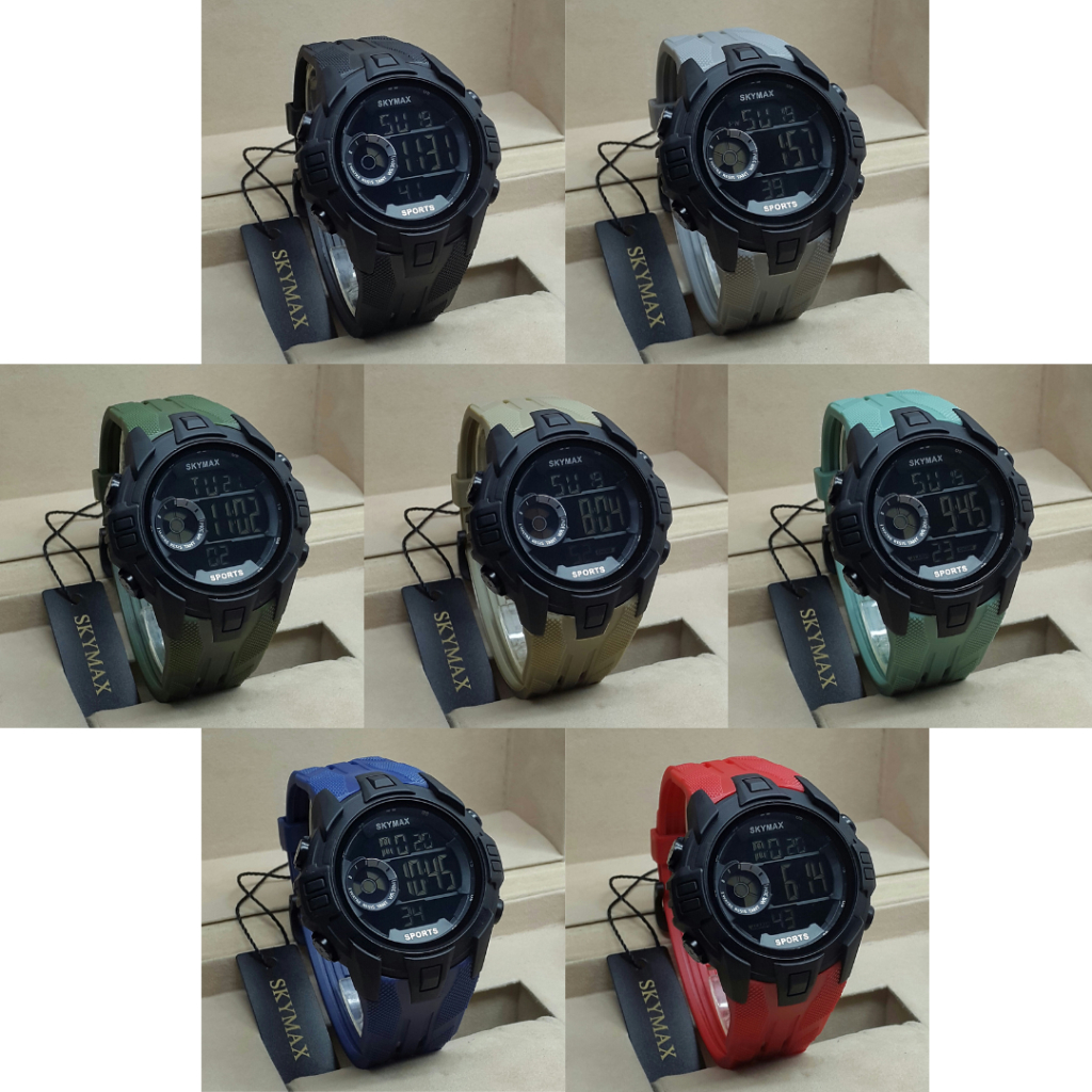 [COD] Jam Tangan SKYMAX Sporty Digital Water Resistant Tahan Air Rubber Strap