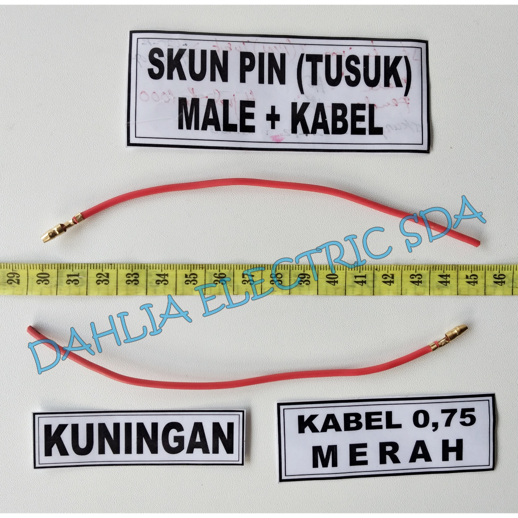 SKUN PIN BULAT ( TUSUK ) MALE + KABEL WARNA MERAH