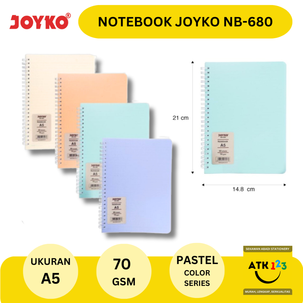 Buku Tulis Catatan / Diary / Notebook Bergaris Joyko A5 NB-680 Pastel