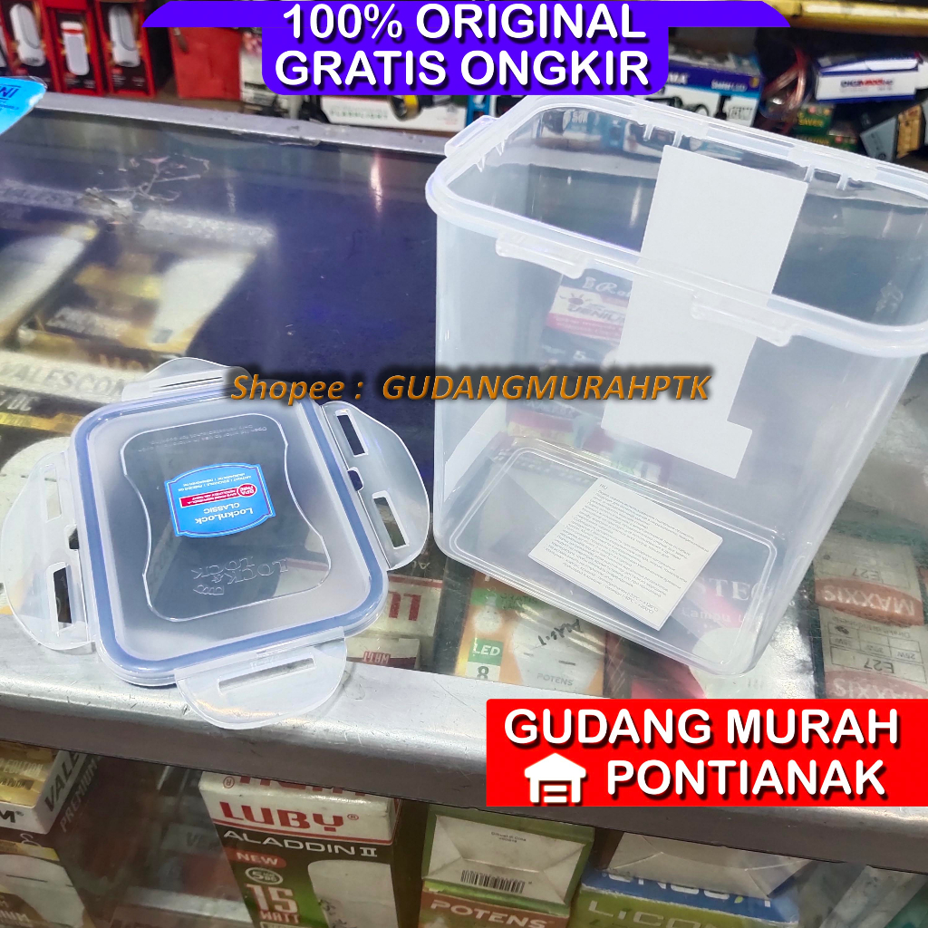 Toples LOCK&amp;LOCK FOOD CONTAINER 1,5 liter 4kuncian sisi BAHAN KUALITAS TINGGI BPA FREE bisa dimasukin ke Microwave ukuran1.5L