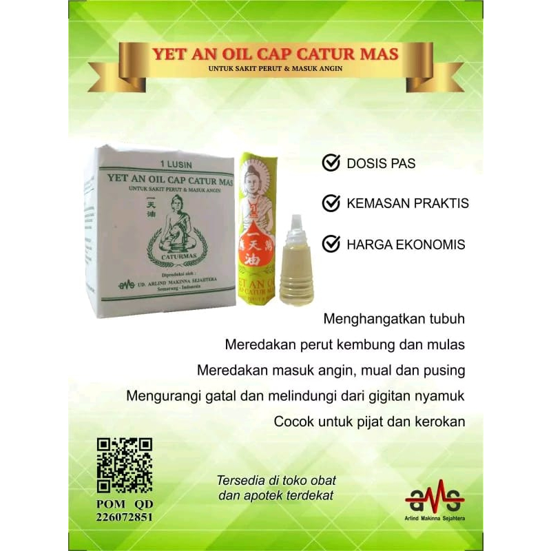 YETIN / YET AN Cap CATUR MAS - Obat sakit perut Harga per pack isi 1 lusin