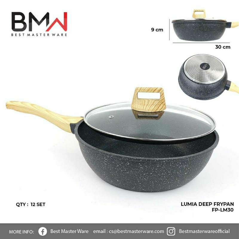 BMW Lumia pan 30cm/deep fryer pan/penggorengan/wokpan
