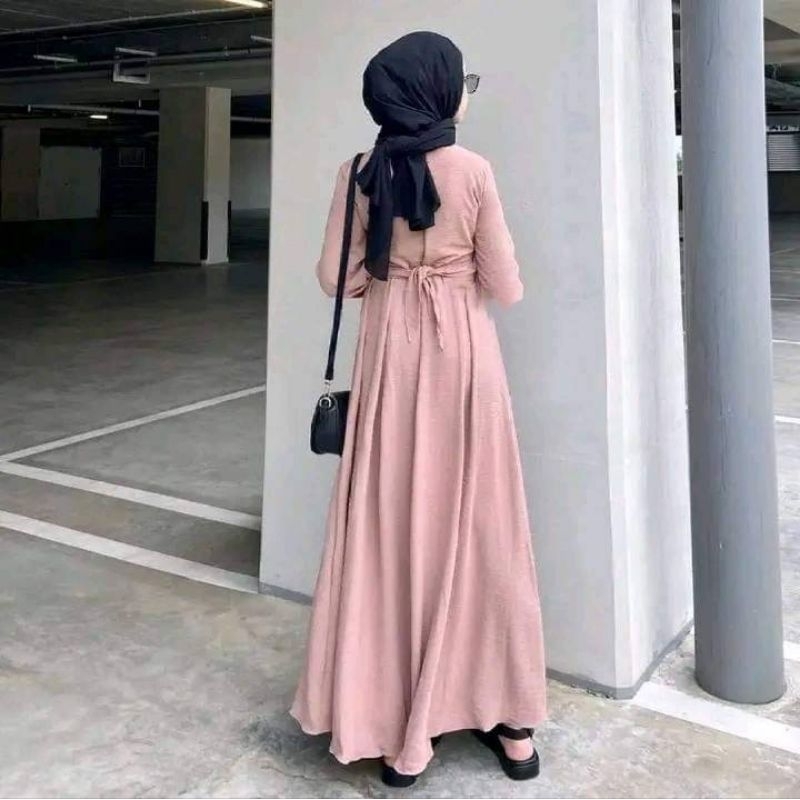 BAJU GAMIS ALLETA GOWN MAXY CRINCLE AIRFLOW Dress terbaru, dress cantik,gamis  wanita,maxy, gamis remaja ,ootd remaja baju gamis putih