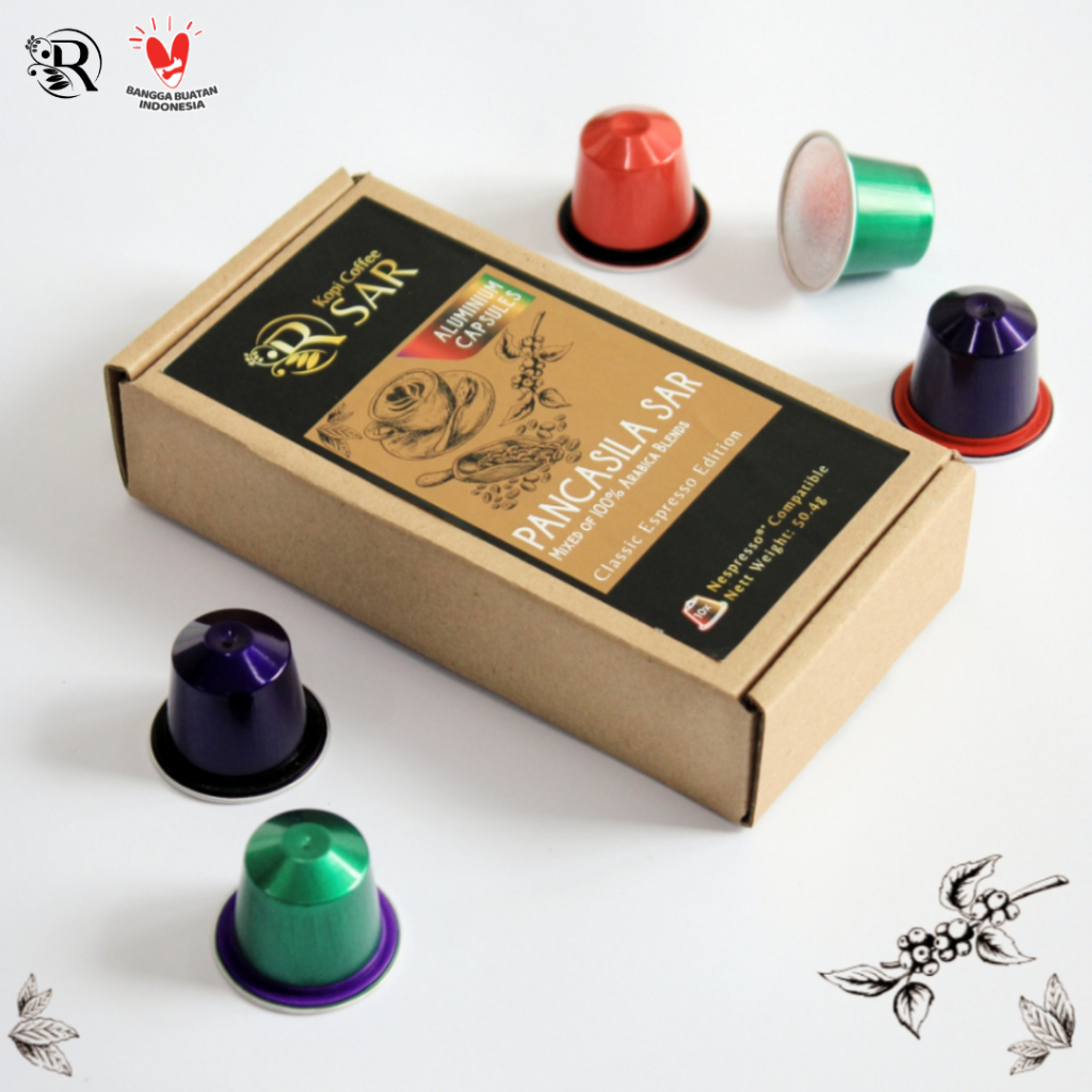 

Pancasila SAR - Assorted Edition Full Arabica Blend Nespresso Compatible Coffee Capsule Kopi Coffee SAR Kopi Kapsul untuk Mesin Nespresso