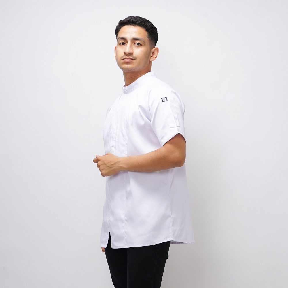 FK -MAGNOLIA Chef Jacket Basic Short Sleeve Baju Chef Koki Lengan Pendek Baju Masak Dapur Terbaru