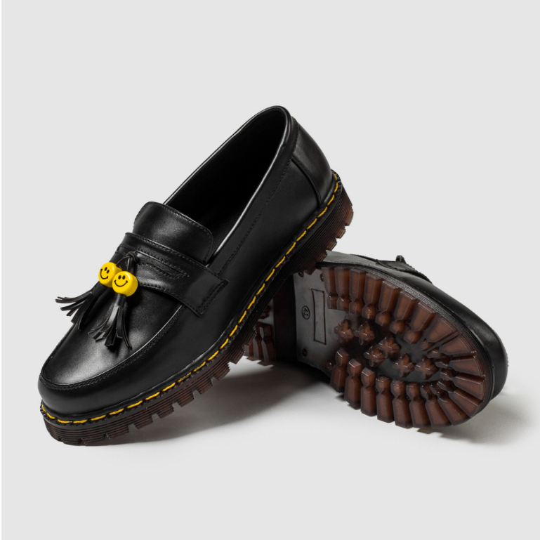 SMILE BLACK |ManNeedMe x ARF| Sepatu Loafers Pria Docmart Formal Shoes Pantofel Kantor / Kerja ORIGINAL