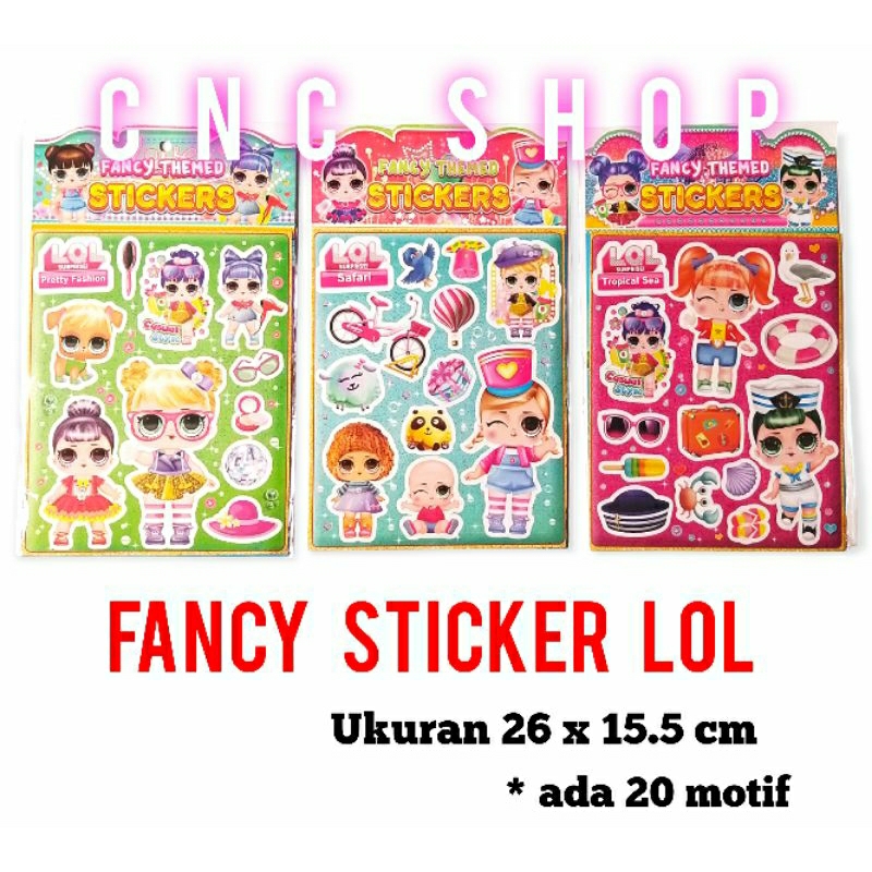 Stiker Anak Cewe Fancy Themed Loll Murah Besar 6pcs Souvenir Ultah Anak Murah