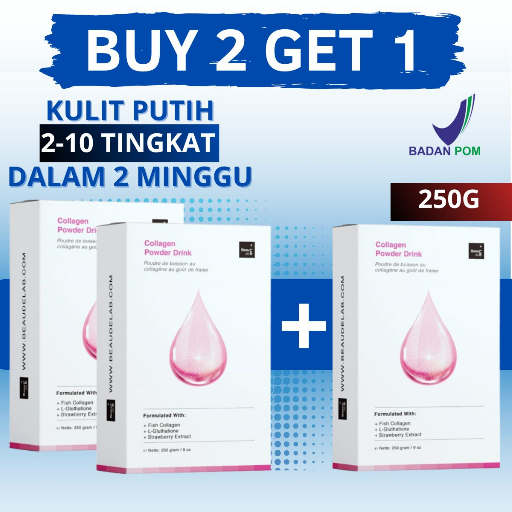 Promo 2 box free 1 box Beaudelab Minuman Collagen Drink 250g Pemutih Kulit Tubuh Cepat Asli kolagen