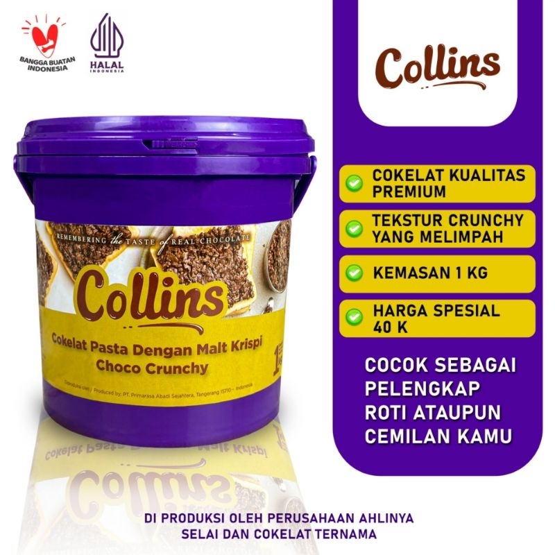 

COLLINS COKLAT PASTA CHOCO CRUNCHY / SELAI COLLINS CHOCO CRUNCHY 1KG