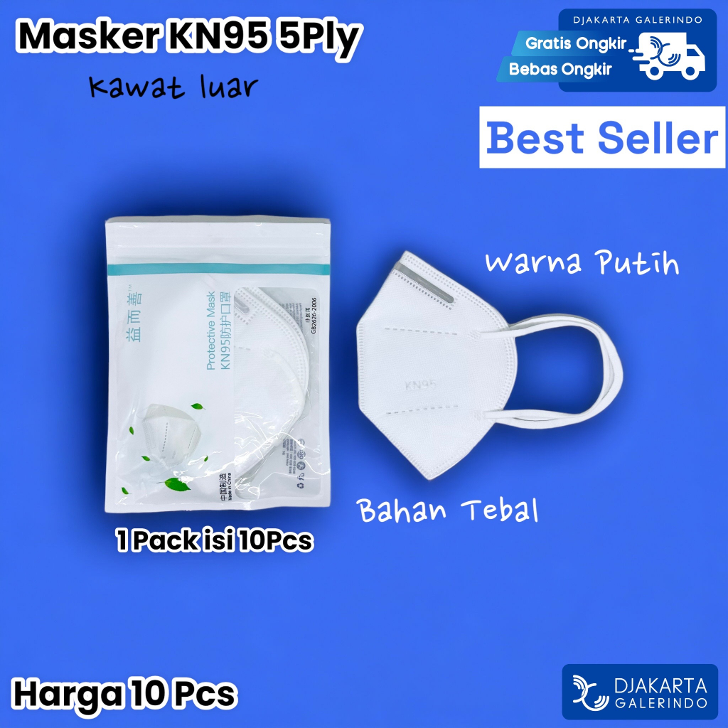 Masker KN95 5Ply Putih Original Tebal isi 10Pcs