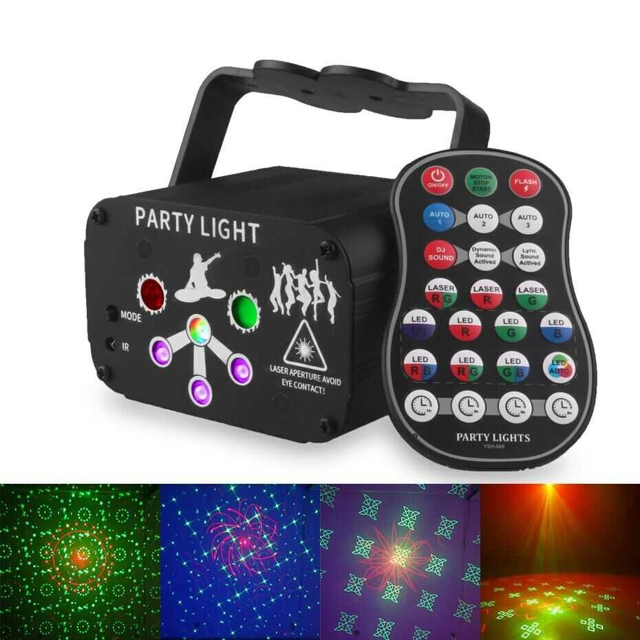 Lampu Proyektor Disco Laser LED RGB 5W with Remote Control Lampu Sorot Putar Lighting Panggung Warna RGB