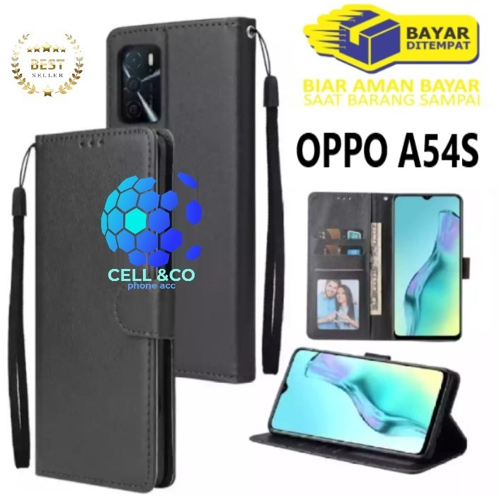 FLIP COVER OPPO A54S LEATHER WALLET PREMIUM FLIP CASE BUKA TUTUP KESING HP CASING FLIP CASE WALLET